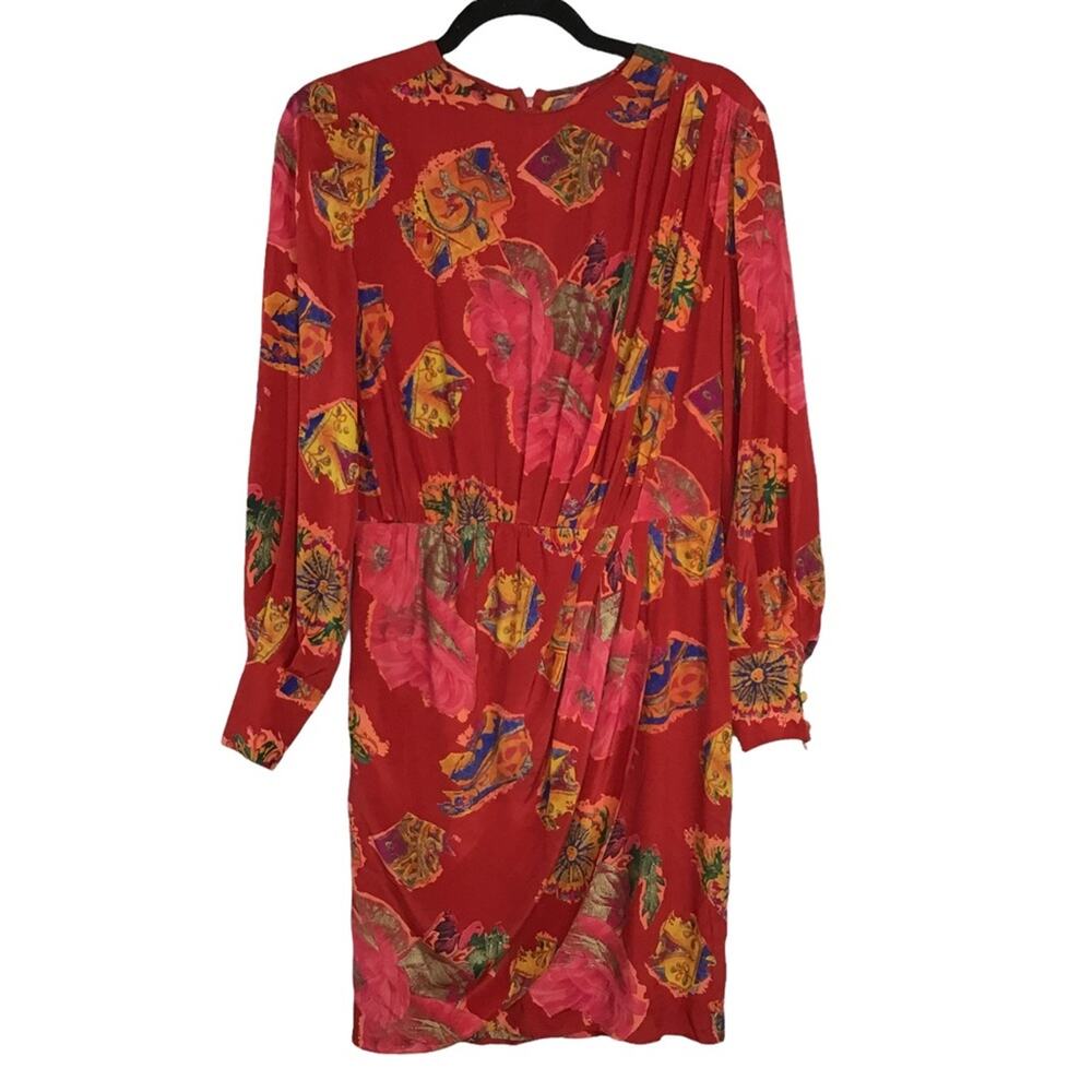 Louis Feraud silk cocktail dress pinky red XS‎
